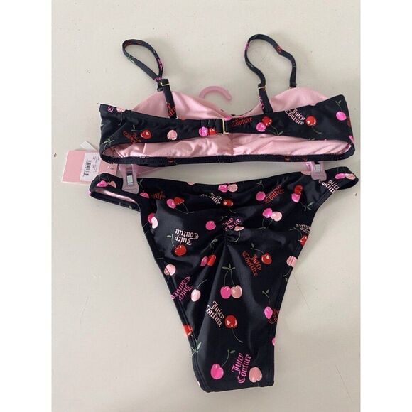 Juicy Couture Bandeau Cherries Cherry Bikini Set Women’s Sz XL Ruched Bottom NEW - Picture 8 of 11